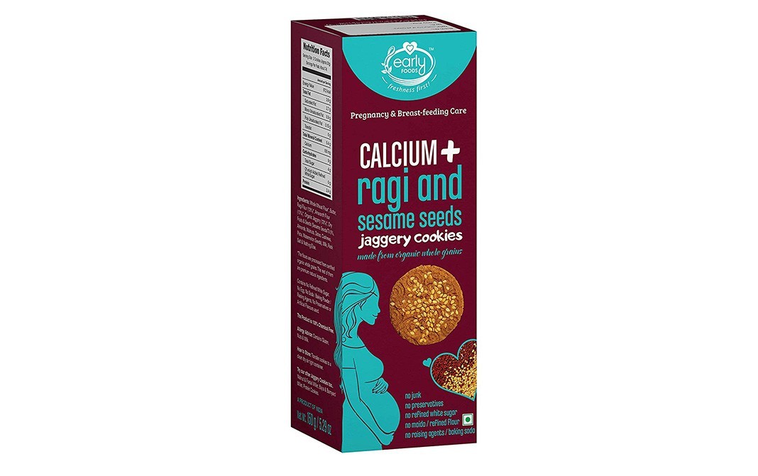Early Foods Calcium + Ragi and Sesame Seeds Jaggery Cookies   Box  150 grams